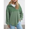 imageSHEWIN Womens Sweatshirt Casual Waffle Knit Half Zip Pullover Loose Long Sleeve Tops Fall Outfit ClothesGreen