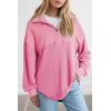 imageSHEWIN Womens Sweatshirt Casual Waffle Knit Half Zip Pullover Loose Long Sleeve Tops Fall Outfit ClothesHot Pink
