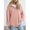 imageSHEWIN Womens Sweatshirt Casual Waffle Knit Half Zip Pullover Loose Long Sleeve Tops Fall Outfit ClothesLight Pink