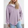 imageSHEWIN Womens Sweatshirt Casual Waffle Knit Half Zip Pullover Loose Long Sleeve Tops Fall Outfit ClothesLight Purple