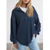 imageSHEWIN Womens Sweatshirt Casual Waffle Knit Half Zip Pullover Loose Long Sleeve Tops Fall Outfit ClothesNavy Blue