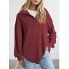 imageSHEWIN Womens Sweatshirt Casual Waffle Knit Half Zip Pullover Loose Long Sleeve Tops Fall Outfit ClothesRed