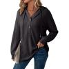 imageSHEWIN Fall Women Oversized Hoodies Spring V Neck Sweatshirts 2025Dark Grey