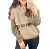 imageSHEWIN Womens Hoodies Casual Long Sleeve Textured Pullover Tops Loose Fit Drawstring Sweatshirt with PocketApricot