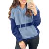 imageSHEWIN Womens Hoodies Casual Long Sleeve Textured Pullover Tops Loose Fit Drawstring Sweatshirt with PocketBlue