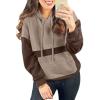 imageSHEWIN Womens Hoodies Casual Long Sleeve Textured Pullover Tops Loose Fit Drawstring Sweatshirt with PocketChestnut