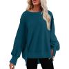 imageSHEWIN Womens Oversized Reverse Seam Sweatshirt Casual Long Sleeve Pullover Tops Lightweight Loose Crewneck SweatshirtsN Real Teal