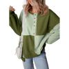 imageSHEWIN Womens Oversized Sweatshirts Casual Loose Button Henley Fashion Comfort Colors Pullover TopsGreen