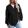 imageSHEWIN Womens Sweatshirt Casual Waffle Knit Half Zip Pullover Loose Long Sleeve Tops Fall Outfit ClothesBlack