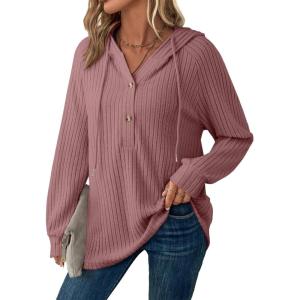 imageSHEWIN Fall Women Oversized Hoodies Spring V Neck Sweatshirts 2025Red