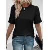 imageSHEWIN Womens Short Sleeve Summer Tops Crewneck Knit Solid Loose Casual Basic T Shirts Tee BlousesBlack