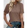 imageSHEWIN Womens Short Sleeve Summer Tops Crewneck Knit Solid Loose Casual Basic T Shirts Tee BlousesDark Brown