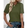 imageSHEWIN Womens Short Sleeve Summer Tops Crewneck Knit Solid Loose Casual Basic T Shirts Tee BlousesFern Green