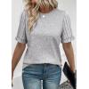 imageSHEWIN Womens Short Sleeve Summer Tops Crewneck Knit Solid Loose Casual Basic T Shirts Tee BlousesGrey