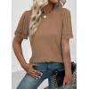 imageSHEWIN Womens Short Sleeve Summer Tops Crewneck Knit Solid Loose Casual Basic T Shirts Tee BlousesKhaki
