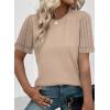 imageSHEWIN Womens Short Sleeve Summer Tops Crewneck Knit Solid Loose Casual Basic T Shirts Tee BlousesParchment
