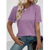 imageSHEWIN Womens Short Sleeve Summer Tops Crewneck Knit Solid Loose Casual Basic T Shirts Tee BlousesPurple