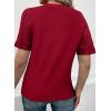 imageSHEWIN Womens Short Sleeve Summer Tops Crewneck Knit Solid Loose Casual Basic T Shirts Tee BlousesRacing Red
