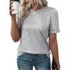 imageSHEWIN Womens Short Sleeve Summer Tops Crewneck Knit Solid Loose Casual Basic T Shirts Tee BlousesGrey