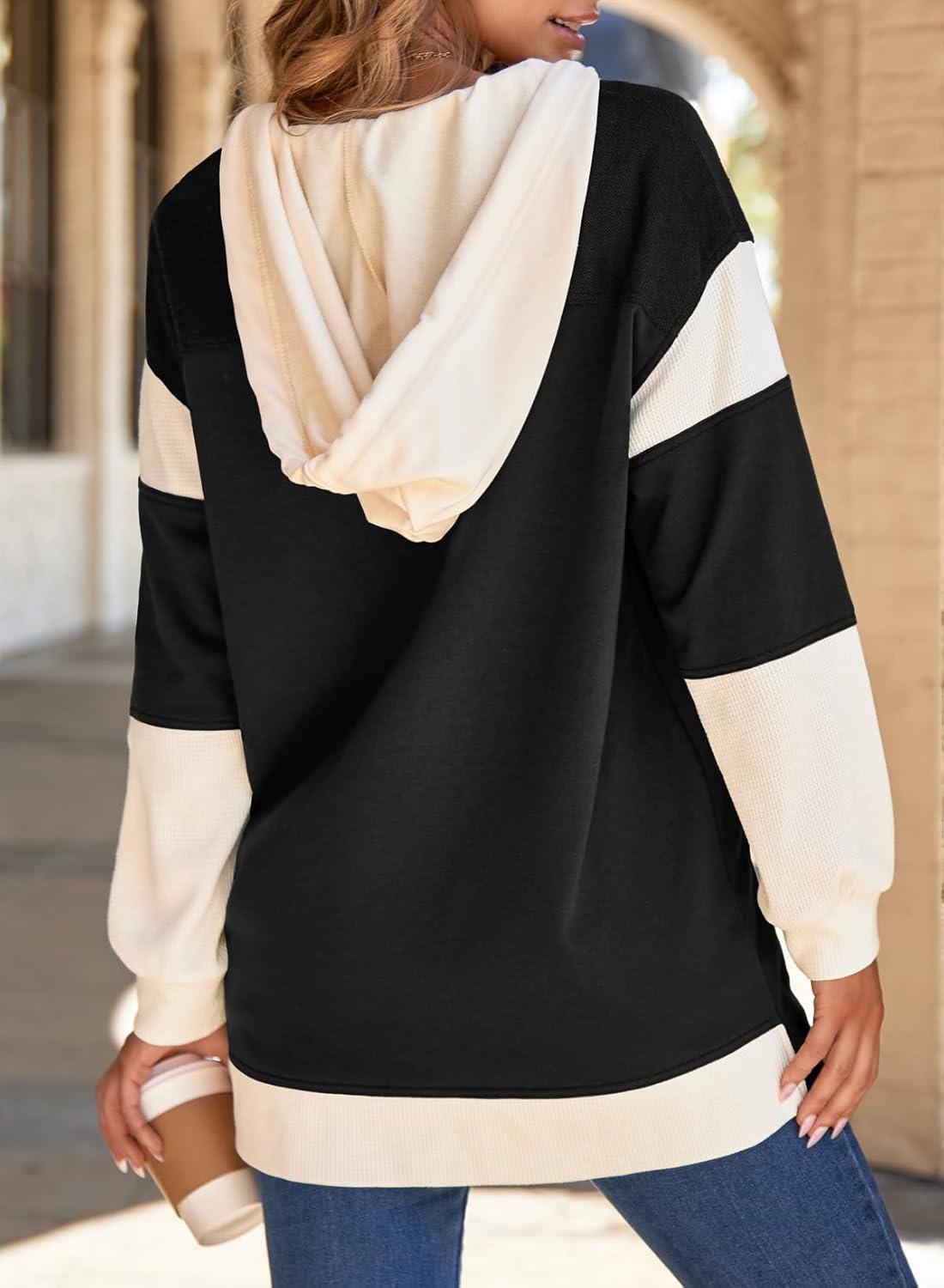 imageSHEWIN Oversized Sweatshirt For Women Casual Long Sleeve Button Down Hoodies Womens Fall Fashion 2025Black