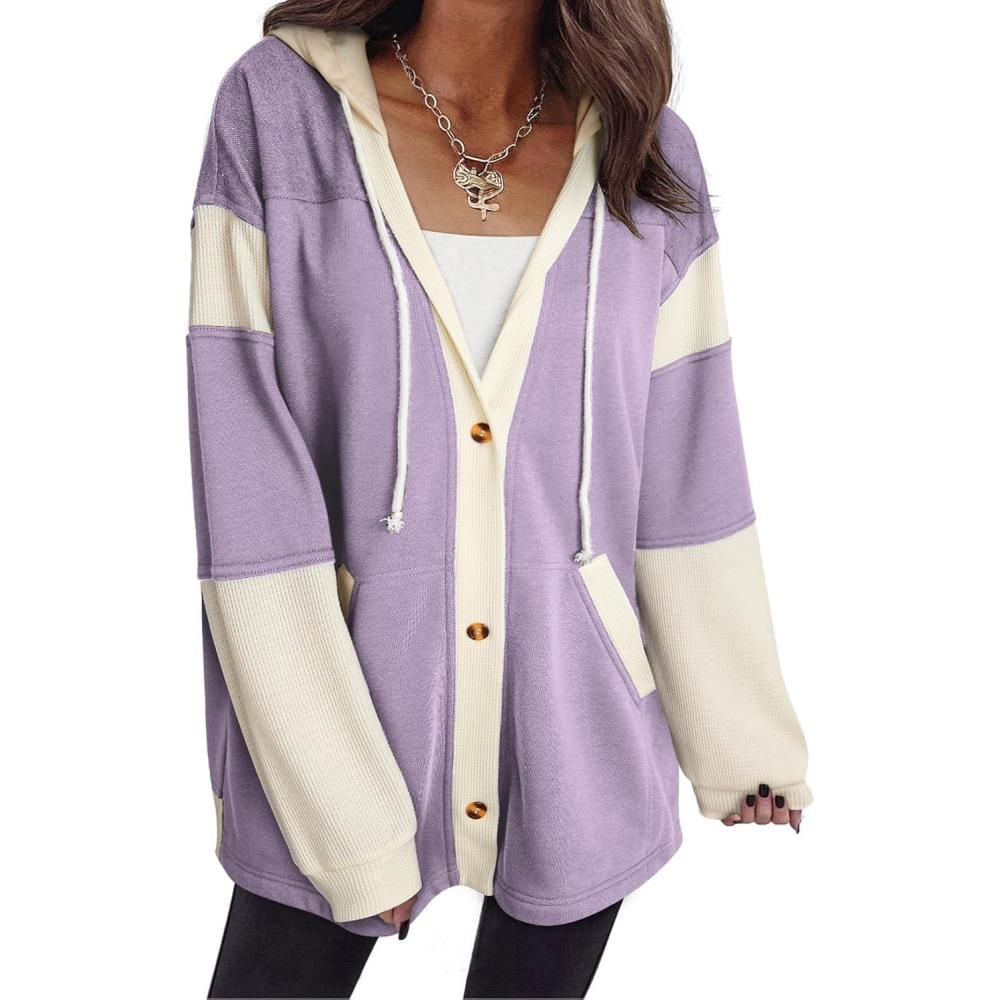 imageSHEWIN Oversized Sweatshirt For Women Casual Long Sleeve Button Down Hoodies Womens Fall Fashion 2025Orchid Petal