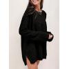 imageSHEWIN Long Sleeve Shirts For Women Oversized Sweatshirt Crewneck Waffle Knit Fall Tops for Women 20254 Black