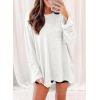 imageSHEWIN Long Sleeve Shirts For Women Oversized Sweatshirt Crewneck Waffle Knit Fall Tops for Women 20255 White