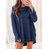 imageSHEWIN Long Sleeve Shirts For Women Oversized Sweatshirt Crewneck Waffle Knit Fall Tops for Women 20259 Navy Blue