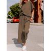 imageSHEWIN Womens 2 Piece Outfits Sweatsuit Casual Short Sleeve Pullover Tops and Drawstring Wide Leg Pants Lounge SetsBrown