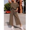 imageSHEWIN Womens 2 Piece Outfits Sweatsuit Casual Short Sleeve Pullover Tops and Drawstring Wide Leg Pants Lounge SetsBrown