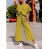 imageSHEWIN Womens 2 Piece Outfits Sweatsuit Casual Short Sleeve Pullover Tops and Drawstring Wide Leg Pants Lounge SetsYellow