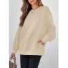 imageSHEWIN Womens Fall Fashion 2025 Long Sleeve Shirts Crewneck Loose Textured Tunic Tops Solid Pullover Sweatshirt With PocketsApricot