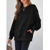 imageSHEWIN Womens Fall Fashion 2025 Long Sleeve Shirts Crewneck Loose Textured Tunic Tops Solid Pullover Sweatshirt With PocketsBlack