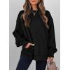 imageSHEWIN Womens Fall Fashion 2025 Long Sleeve Shirts Crewneck Loose Textured Tunic Tops Solid Pullover Sweatshirt With PocketsBlack
