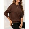 imageSHEWIN Womens Fall Fashion 2025 Long Sleeve Shirts Crewneck Loose Textured Tunic Tops Solid Pullover Sweatshirt With PocketsCoffee