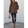 imageSHEWIN Womens Fall Fashion 2025 Long Sleeve Shirts Crewneck Loose Textured Tunic Tops Solid Pullover Sweatshirt With PocketsCoffee
