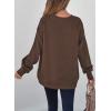 imageSHEWIN Womens Fall Fashion 2025 Long Sleeve Shirts Crewneck Loose Textured Tunic Tops Solid Pullover Sweatshirt With PocketsCoffee