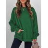 imageSHEWIN Womens Fall Fashion 2025 Long Sleeve Shirts Crewneck Loose Textured Tunic Tops Solid Pullover Sweatshirt With PocketsDark Green