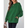 imageSHEWIN Womens Fall Fashion 2025 Long Sleeve Shirts Crewneck Loose Textured Tunic Tops Solid Pullover Sweatshirt With PocketsDark Green
