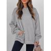imageSHEWIN Womens Fall Fashion 2025 Long Sleeve Shirts Crewneck Loose Textured Tunic Tops Solid Pullover Sweatshirt With PocketsGray