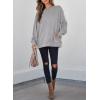 imageSHEWIN Womens Fall Fashion 2025 Long Sleeve Shirts Crewneck Loose Textured Tunic Tops Solid Pullover Sweatshirt With PocketsGray