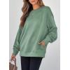imageSHEWIN Womens Fall Fashion 2025 Long Sleeve Shirts Crewneck Loose Textured Tunic Tops Solid Pullover Sweatshirt With PocketsGreen Bay