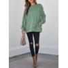 imageSHEWIN Womens Fall Fashion 2025 Long Sleeve Shirts Crewneck Loose Textured Tunic Tops Solid Pullover Sweatshirt With PocketsGreen Bay