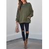 imageSHEWIN Womens Fall Fashion 2025 Long Sleeve Shirts Crewneck Loose Textured Tunic Tops Solid Pullover Sweatshirt With PocketsJungle Green