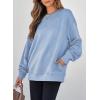 imageSHEWIN Womens Fall Fashion 2025 Long Sleeve Shirts Crewneck Loose Textured Tunic Tops Solid Pullover Sweatshirt With PocketsMyosotis