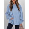 imageSHEWIN Womens Fall Fashion 2025 Long Sleeve Shirts Crewneck Loose Textured Tunic Tops Solid Pullover Sweatshirt With PocketsMyosotis