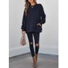 imageSHEWIN Womens Fall Fashion 2025 Long Sleeve Shirts Crewneck Loose Textured Tunic Tops Solid Pullover Sweatshirt With PocketsNavy Blue