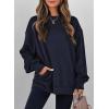 imageSHEWIN Womens Fall Fashion 2025 Long Sleeve Shirts Crewneck Loose Textured Tunic Tops Solid Pullover Sweatshirt With PocketsNavy Blue