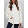 imageSHEWIN Womens Fall Fashion 2025 Long Sleeve Shirts Crewneck Loose Textured Tunic Tops Solid Pullover Sweatshirt With PocketsWhite