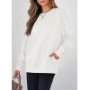 imageSHEWIN Womens Fall Fashion 2025 Long Sleeve Shirts Crewneck Loose Textured Tunic Tops Solid Pullover Sweatshirt With PocketsWhite